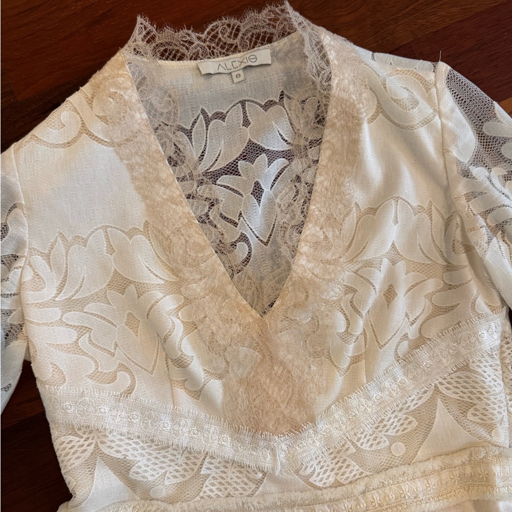 Alexis Small Ivory Lace peplum top